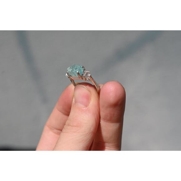 Aquamarine Ring Gothic Simple Promise Alternative Woman Boho Dainty Minimalist - Picture 3 of 6